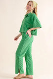 Brushed Texture Checker Board Pattern Casual Pants