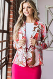 Full Size Shawl Floral Open Blazers Plus Size
