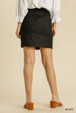 High-Waist Buttoned Mini Skirt with Side Pockets