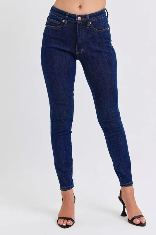 Full Size Midi Rise Tummy Control Classic Skinny Jeans Plus Size
