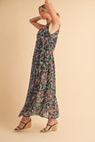 Printed V-Neck Frill Tiered Cami Dress