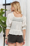 Smocked Puff Sleeve Peasant Blouse