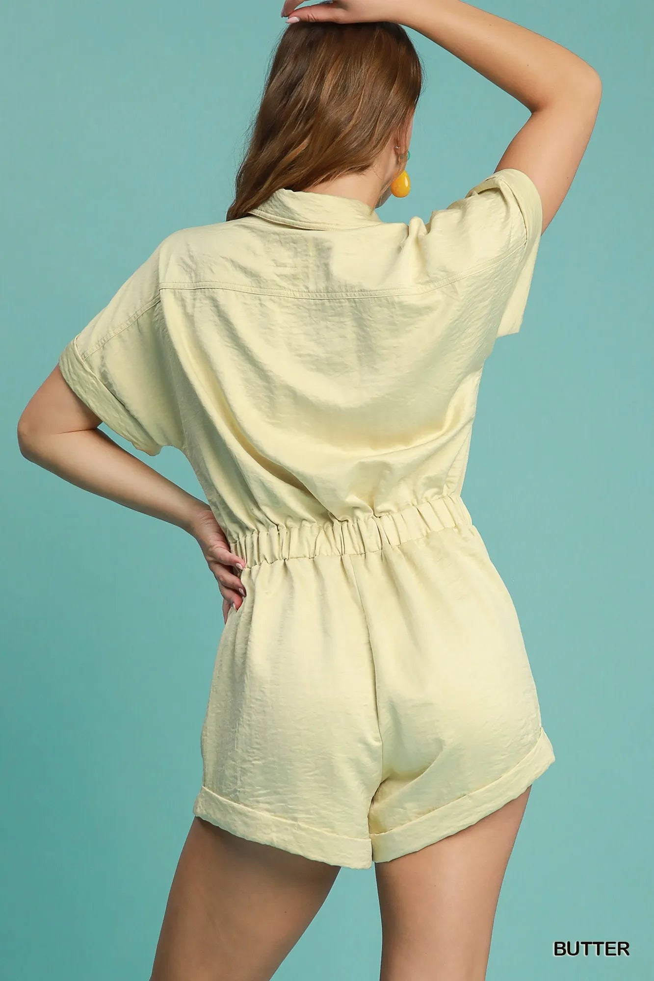 Charmeuse Button-Front Romper