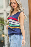 Stripe Summer Sweater Sleeveless Top