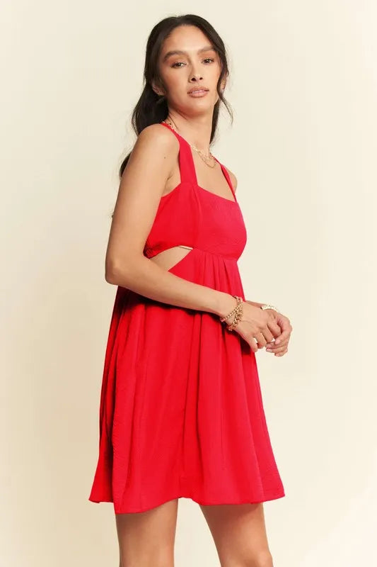 Washed Satin Cutout Skirt Bandeau Mini Dress