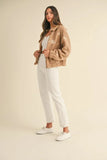 Floral Embroidered Fleece Teddy Jacket