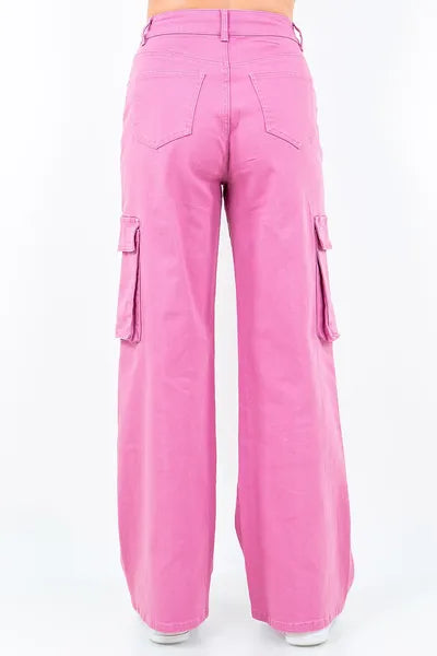 Drawstring Wide Leg Cargo Pants