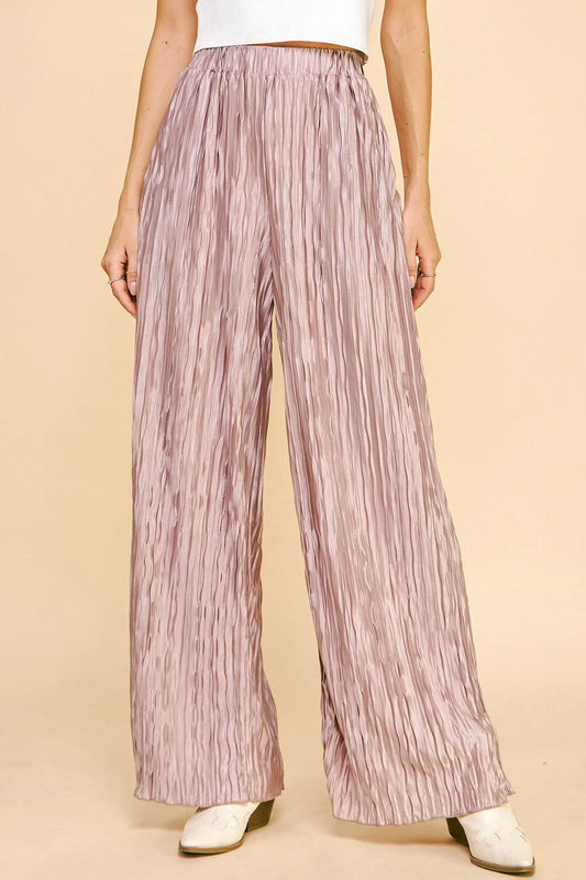 Geo-pleated Elastic Waistband Pants