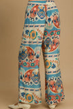 Full Size Wide Leg Border Print Pants Plus Size
