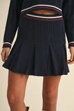Cable-Knit Top and Pleated Skirt Sweater Set