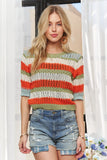 Striped 3/4 Sleeves Sweater Top