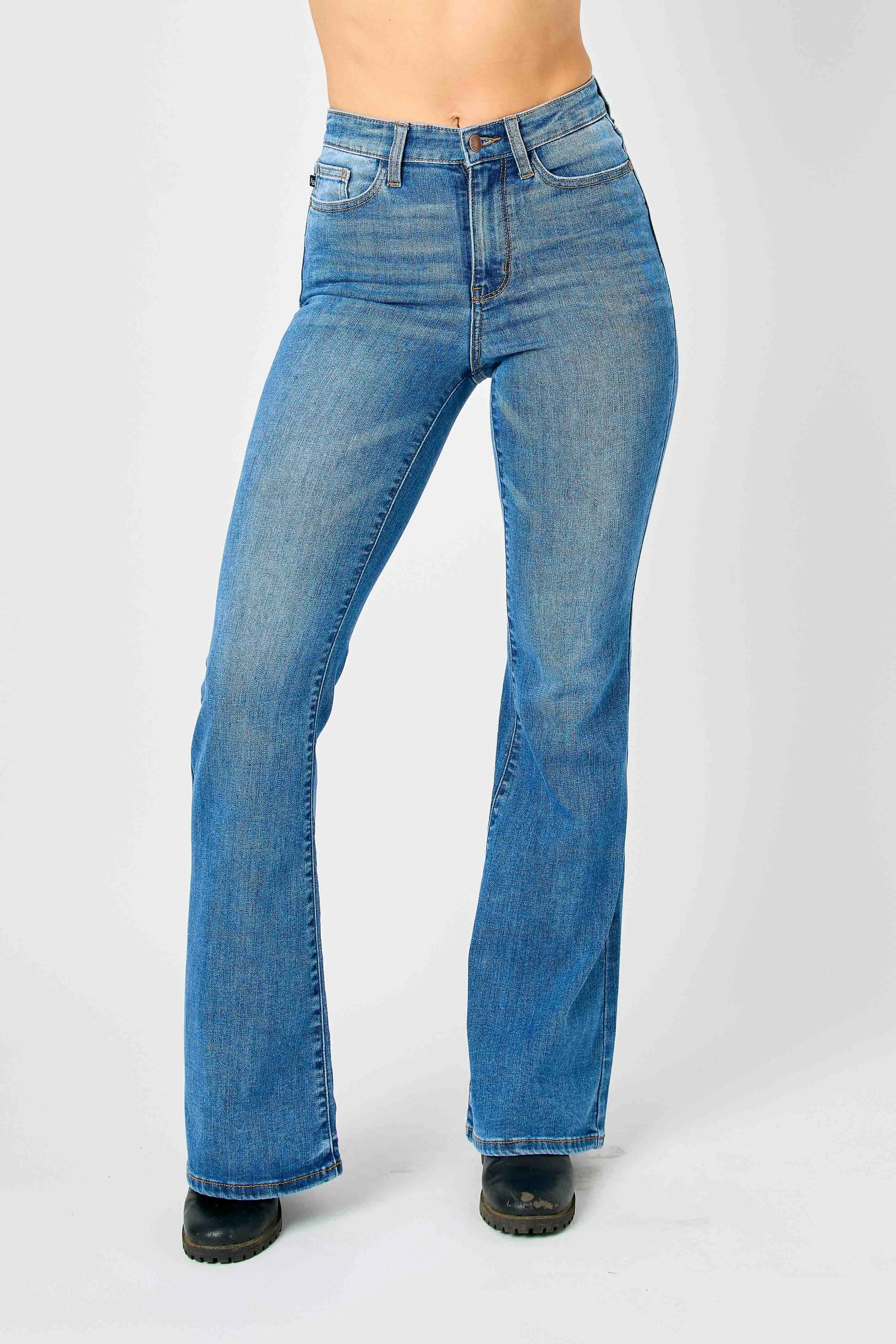 Premium High-Rise Vintage Flare Denim Trousers