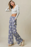 Flower Printed Side Pocket Wide Pants