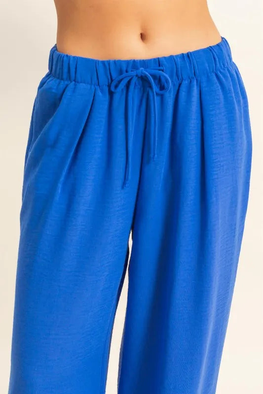 Elasticized Waist Wide Leg Pants