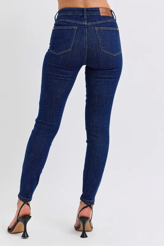 Full Size Midi Rise Tummy Control Classic Skinny Jeans Plus Size
