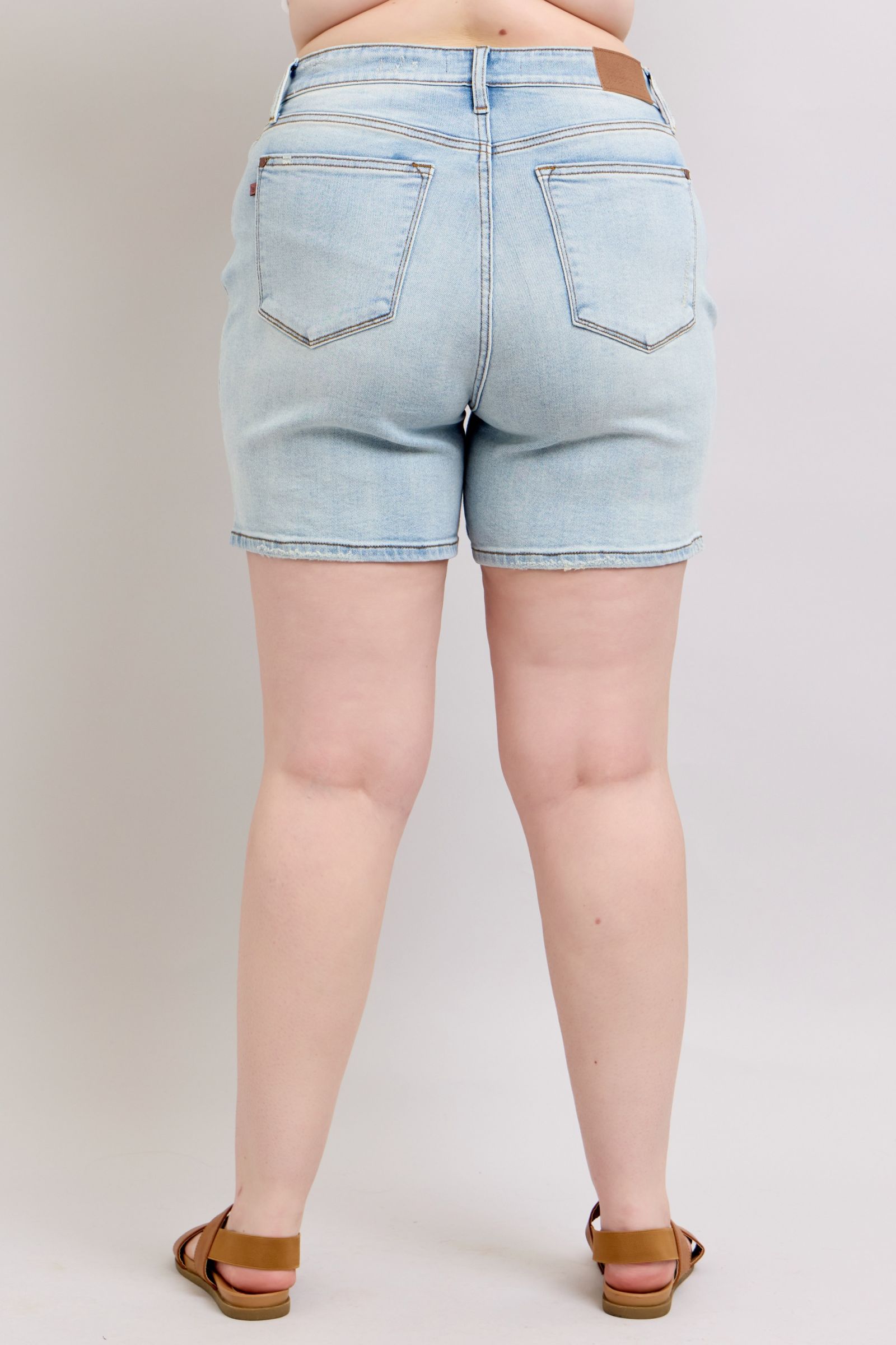 Full Size 2 Button Denim Shorts with Pockets Plus Size
