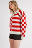 Striped & Checkered Drop Shoulder Sweater