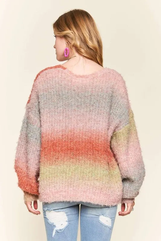 Multi Color Ombre Sweater Top