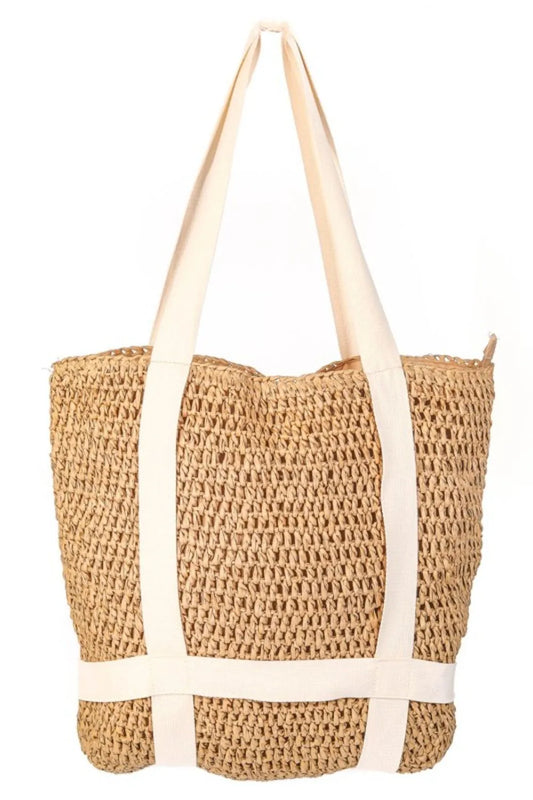Straw Braided Hat Carrier Tote Bag