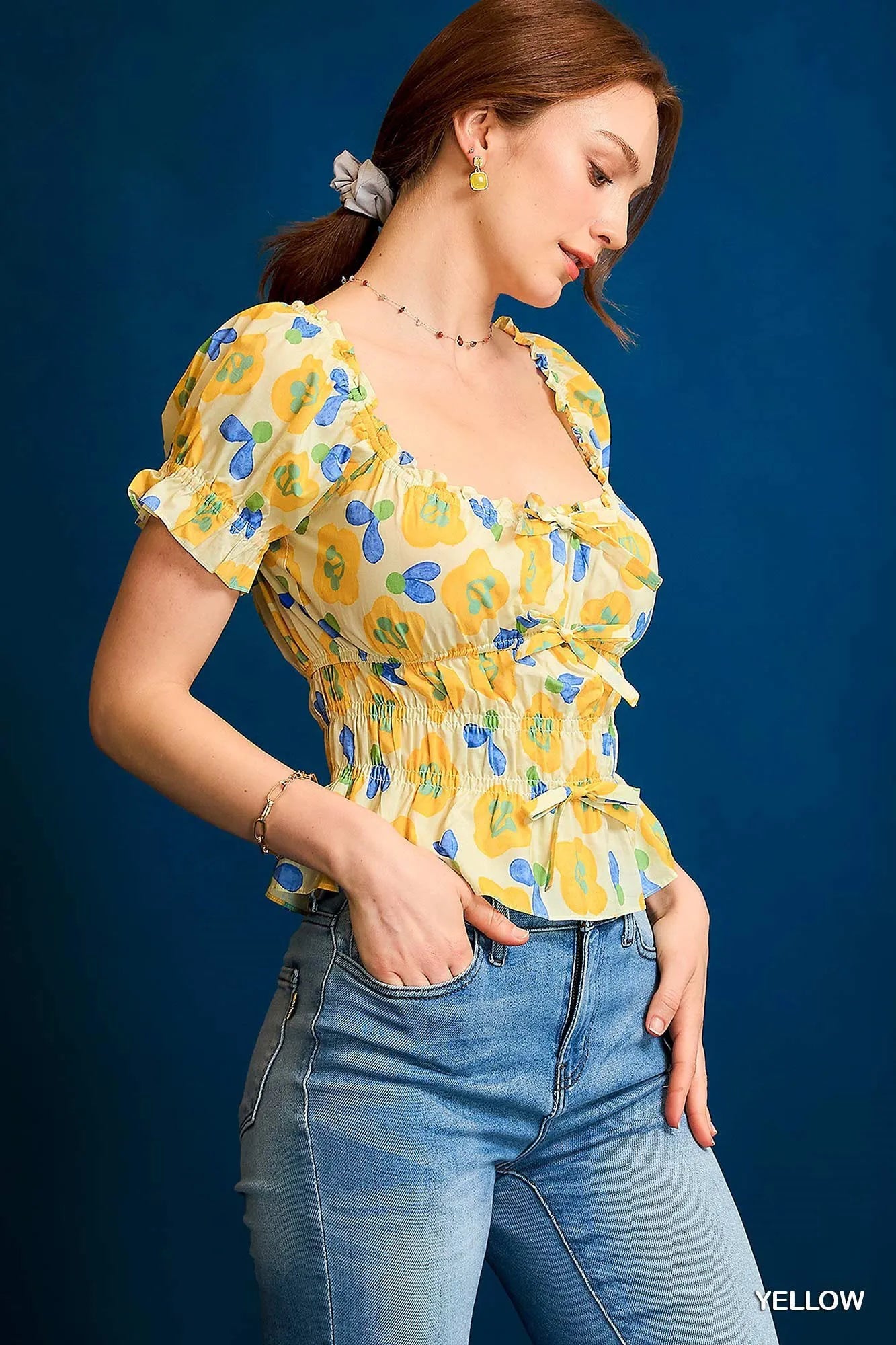 Floral Textured Peplum Top