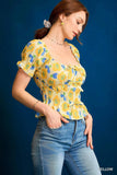 Floral Textured Peplum Top