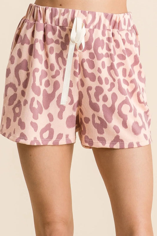 Leopard Print Shorts with Adjustable Drawstring Waist