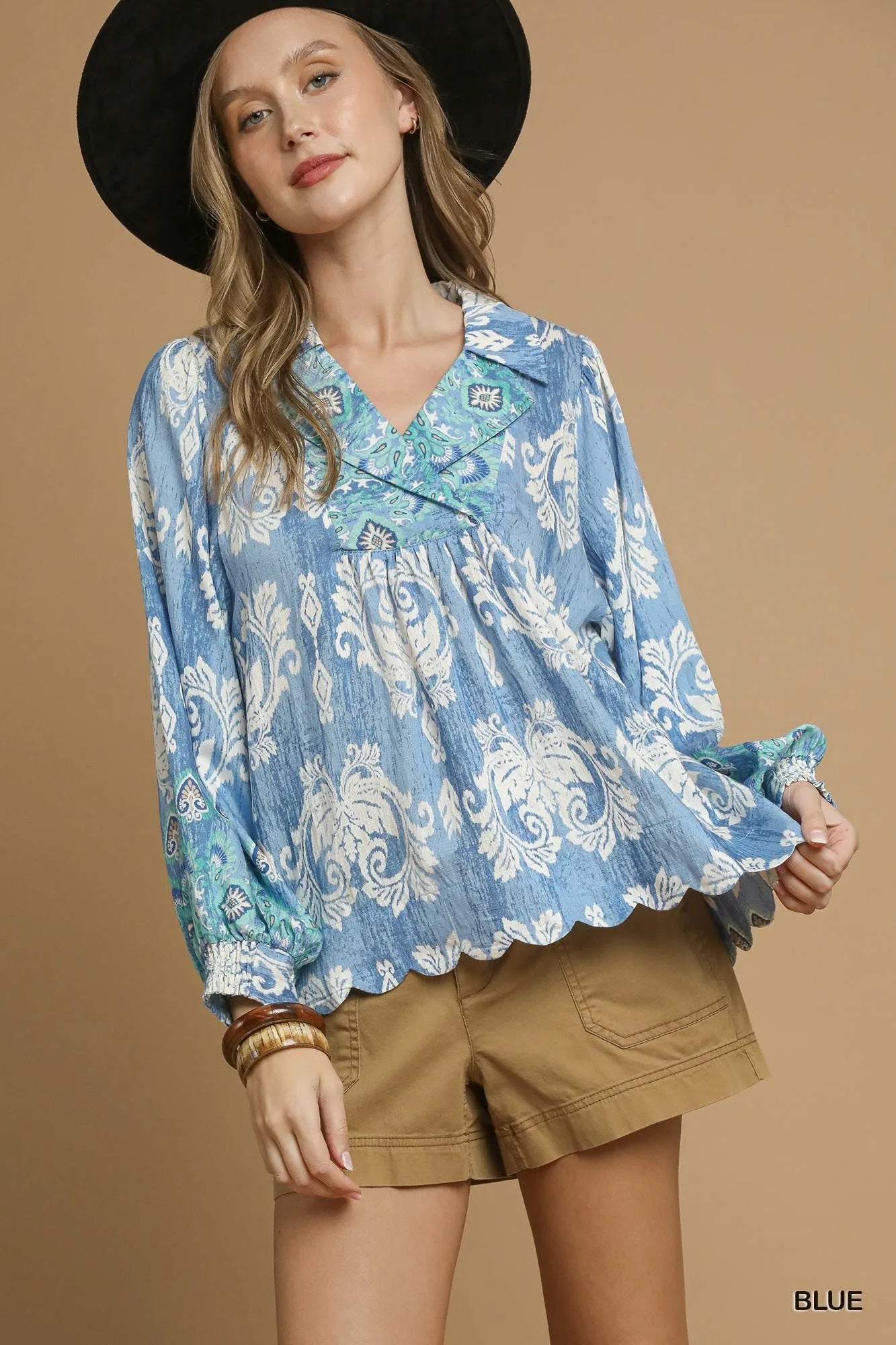 Bohemian Paisley V-Neck Blouse