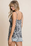 Leopard Printed Gauze Knit Twist Front Detailed Cami