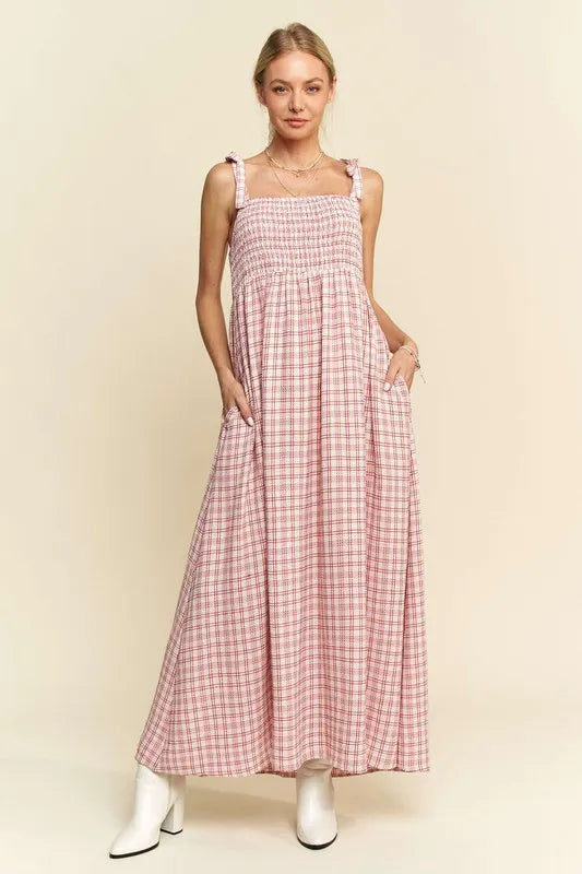 Smocked Sleeveless Maxi Cami Dress
