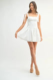 Shoulder Tie Corset Panel Mini Dress