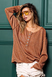 Mink Lurex Stitched Button Detail Top