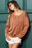 Mink Lurex Stitched Button Detail Top