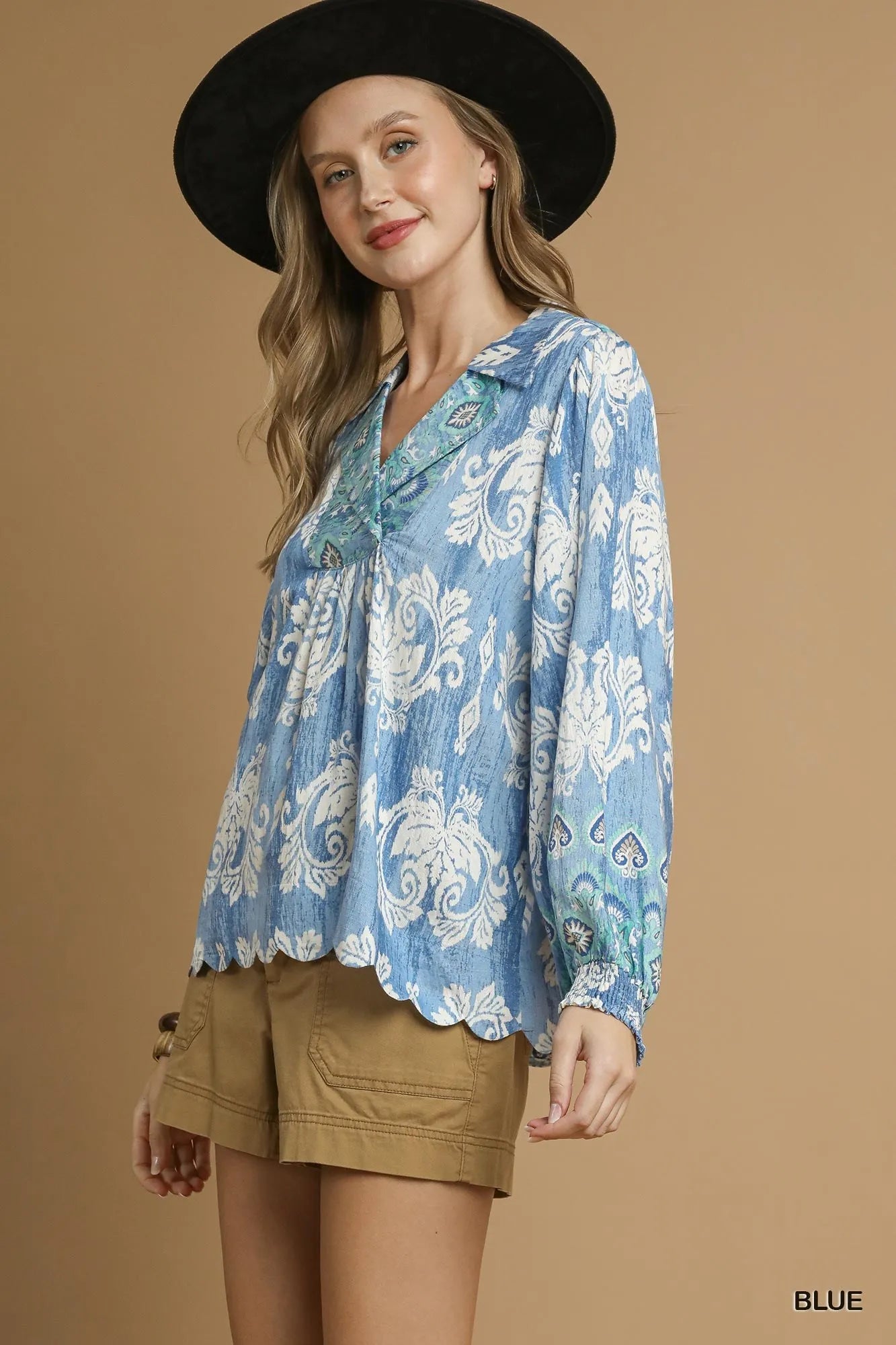 Bohemian Paisley V-Neck Blouse