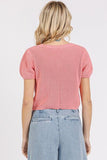 Mittoshop V-Neck Short Sleeve Crop Sweater