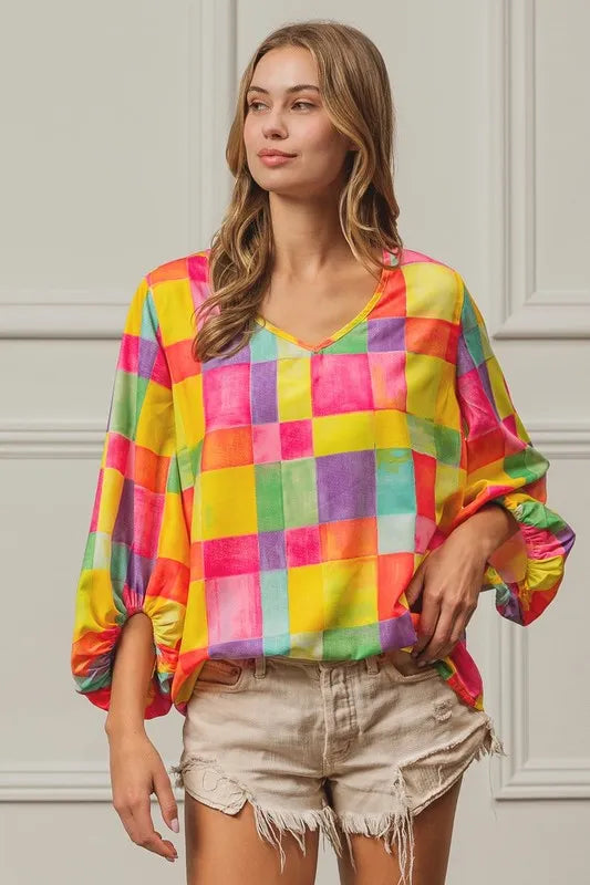 Multi Block Bubble Pop Ballon Top