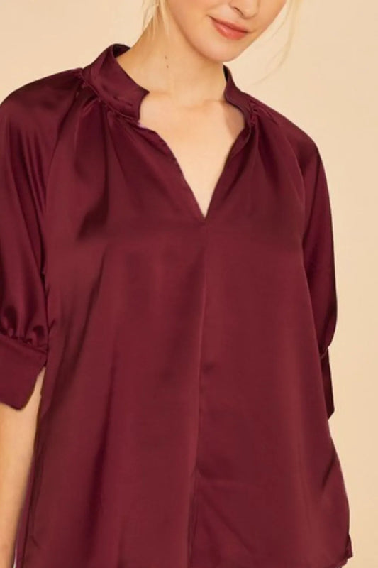 Multi Color Printed V-Neck Open Woven Blouse Top