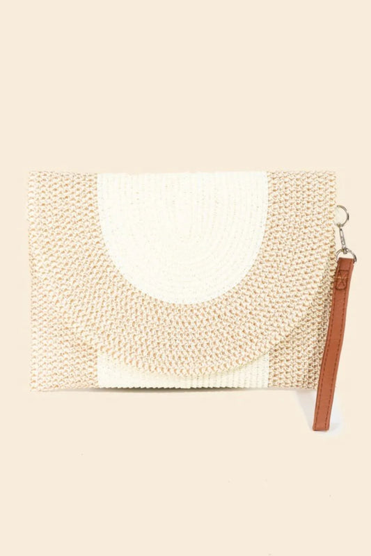 Nora Two Tone Straw Clutch