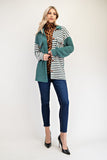 Full Size Striped Button Up Dropped Shoulder Shacket