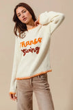 Thanksgiving Tinsel Lettering Sweater Top