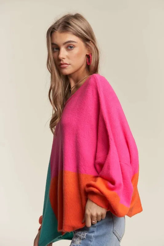 Loose Fit Colorblock Sweater