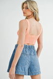 Corset Design Detail Crop Knit Top