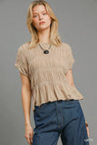 Knit Smocked Short Sleeve Top