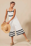 Scallop Ric Rac Adorned Wide Legged Jumpsuit