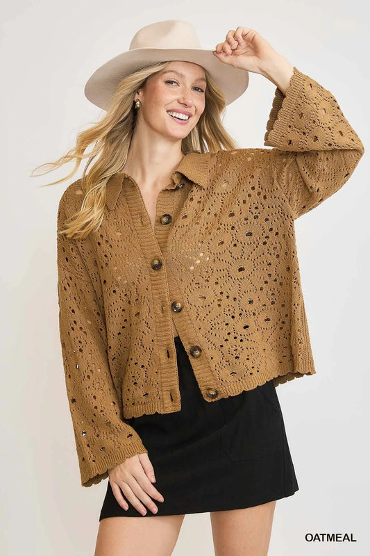 Oversized Button-Up Knit Cardigan