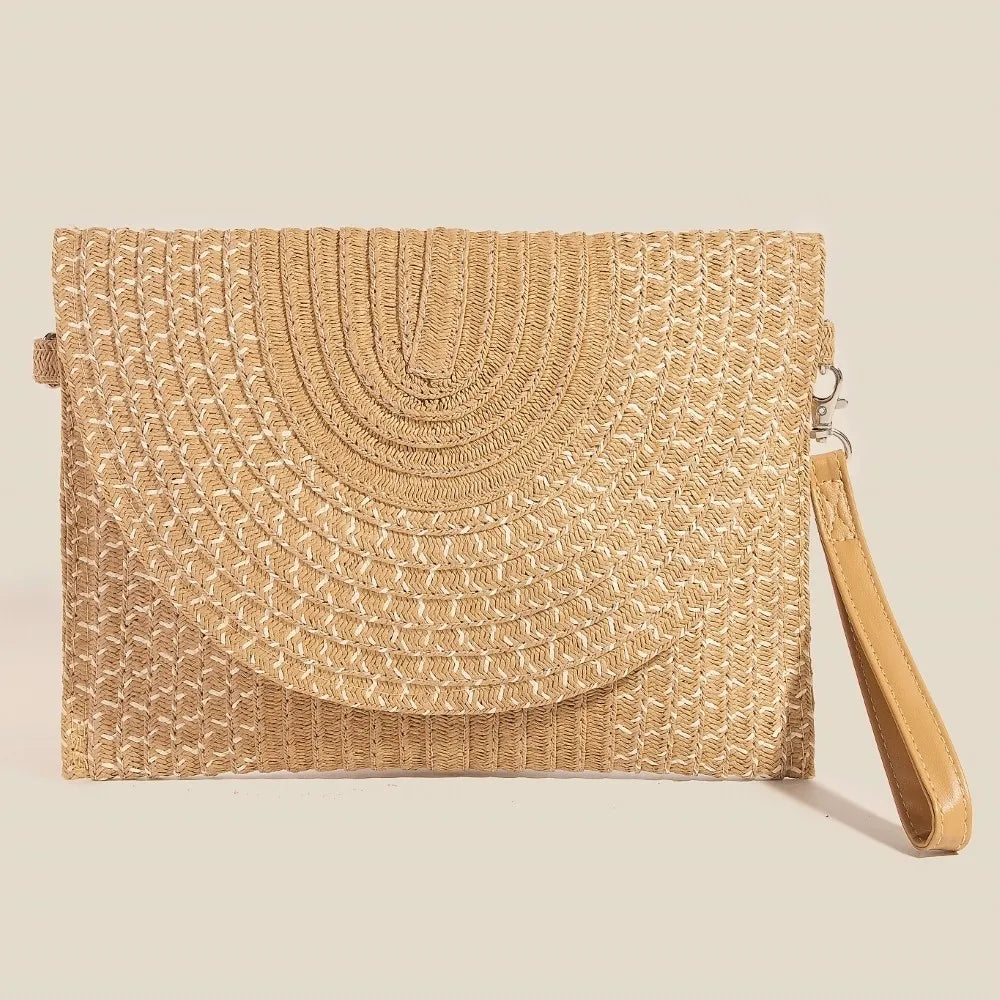 Eco-Friendly Woven Straw Envelope Purse