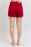 High Waist Tummy Control Garment Dyed Heart Shaped Denim Shorts