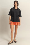  Collared Neck Button Down Waffle Shirt