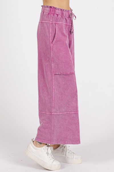 Mittoshop Mineral Wash Seam French Terry Wide Leg Pants