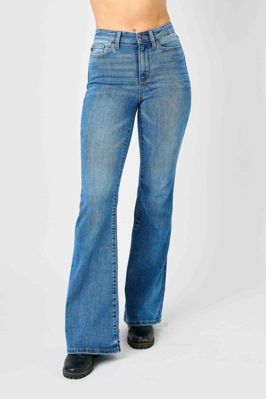 Premium High-Rise Vintage Flare Denim Trousers