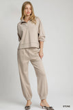 Modern Seam Long Sleeve Polo Top with Sophisticated Slit